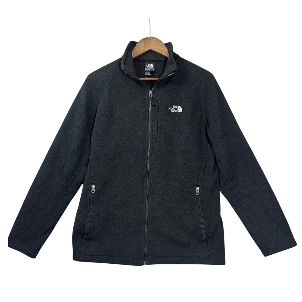 The North Face Mens Fleece Jacket L Black Full Zip Outdoor Hiking Zip Pockets
